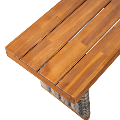 Vireor Outdoor Acacia Wood Bench, Southeast Asian charm