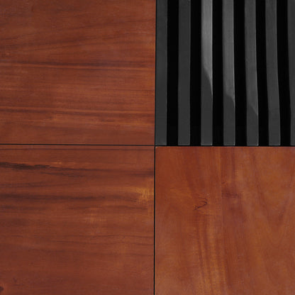 Leader Italian Vintage Style Acacia Wood Storage Coffee Table, Brown and Black