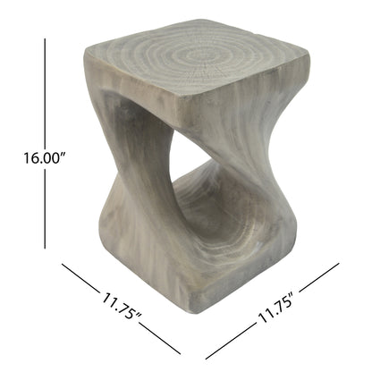 Woanar MGO Twist Shape Side Table, Wood-like texture