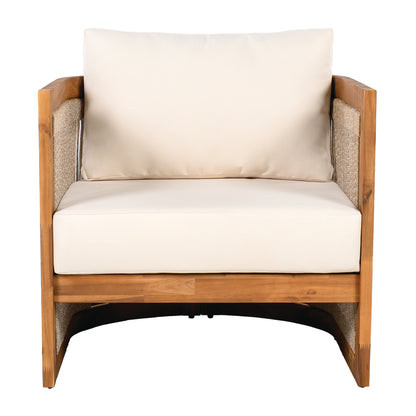 Zumawanel Premium Acacia Wood Outdoor Club Chair with  Water-Resistant Cushions