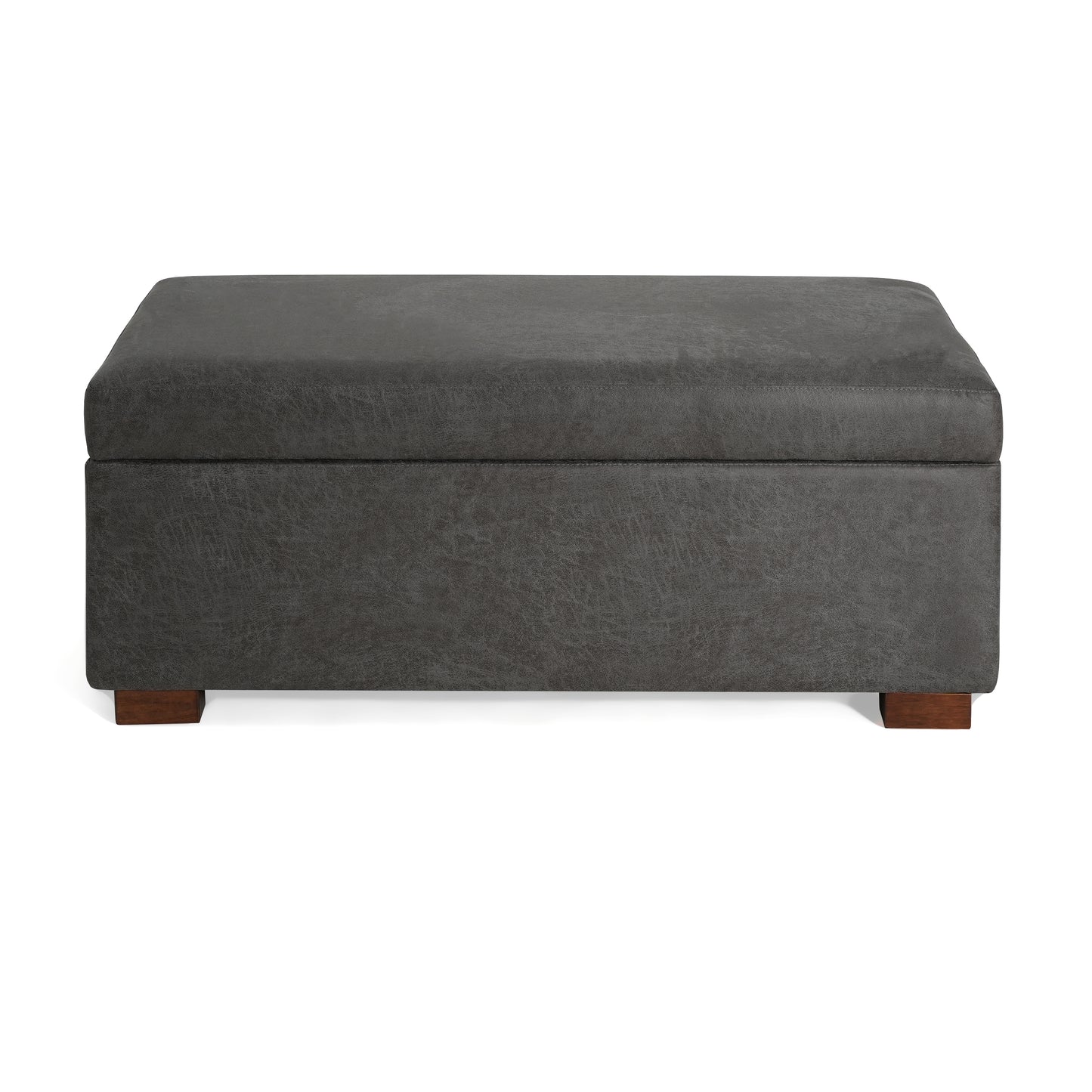 Hopehorizon Rectangle Chenile Solid Wood Storage Ottoman Chenille