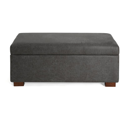 Hopehorizon Rectangle Chenile Solid Wood Storage Ottoman Chenille