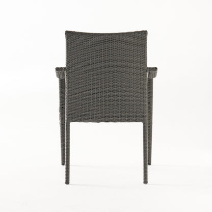 Perseer Outdoor PE Rattan Stacking Chair with Iron Frame and Cushions,Set of 4