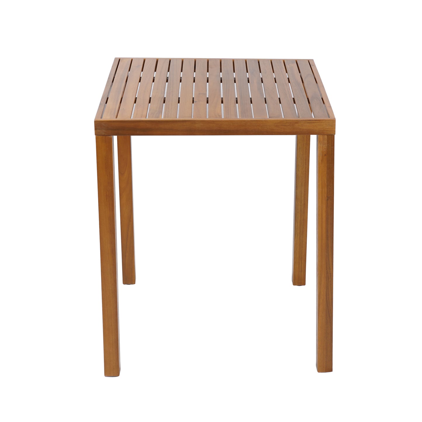 Tylarion Outdoor Acacia Wood Bar Table - Minimalistic Rectangular Slatted Design