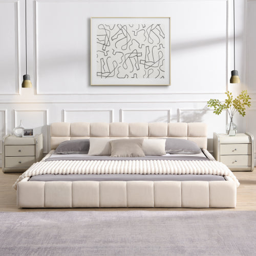 Sonnetta Elegant Beige Chenille Upholstered Bed