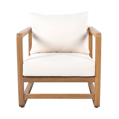 ‌PinDrift‌ Outdoor Lounge Chair, Acacia Wood Club Chair, Oversized Seat with Cushion Set