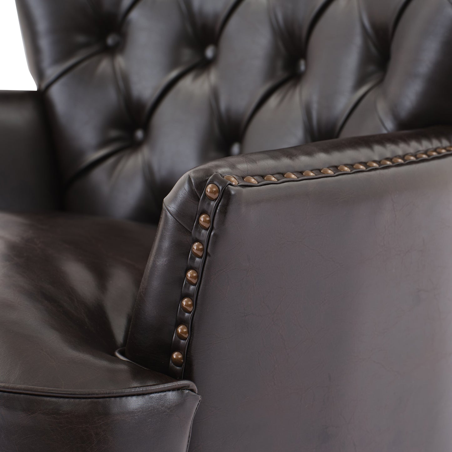 Mirod Vintage-Inspired Upholstered Lounge Chair with Nailhead Trim