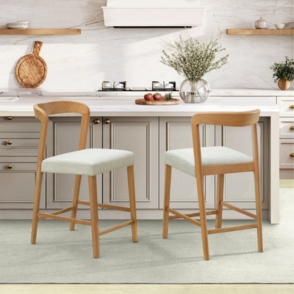 Cavovasir Solid Rubber Wood Counter Stools,Set of 2