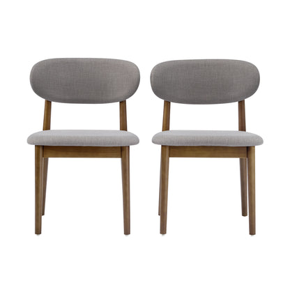 Lumene Contemporary Upholstered Side Chair with Soild Wood Legs and Curved Back (Set of 2)