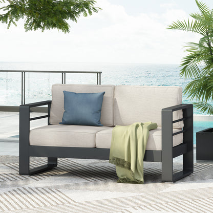 Gaddia Aluminum Patio Outdoor Loveseat with Cushions