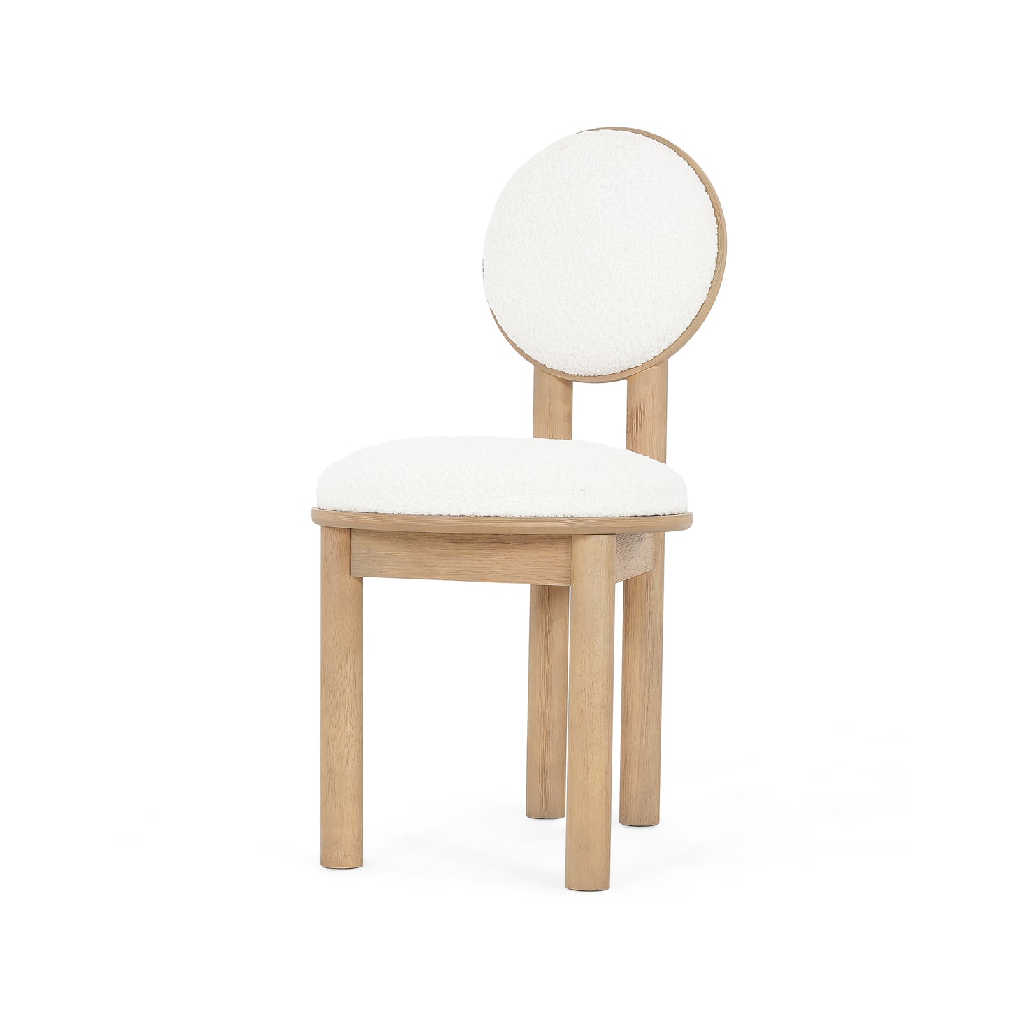 Ardene Polyester Beige Fabric Dining Chair with wooden frame (Set of 2)