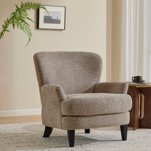 Calla Modern Birch Upholstered Club Chair, Off-White