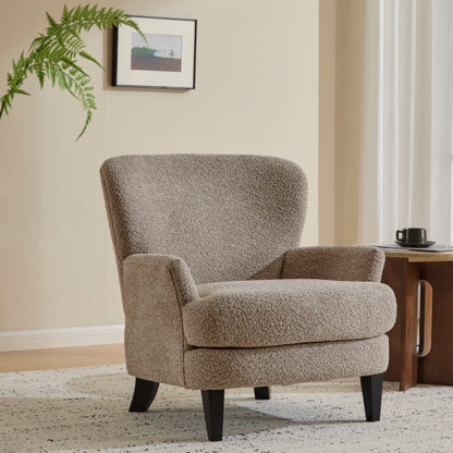 Calla Modern Birch Upholstered Club Chair, Off-White