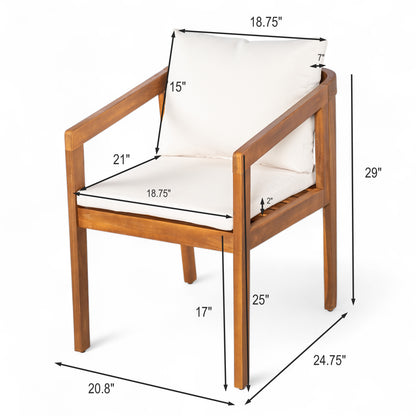 Dorianis Acacia Wood Outdoor Dining Chair with Cushion (Set of 2)