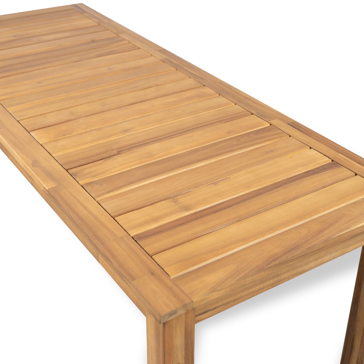 Caeli Outdoor Acacia Wood Patio Bar Table, Slatted Top