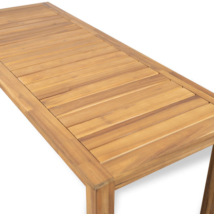 Caeli Outdoor Acacia Wood Patio Bar Table, Slatted Top
