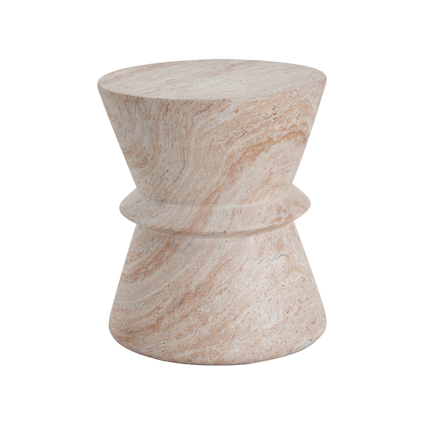 Lunaris Outdoor Lightweight Concrete Side Table,Travertine Finish