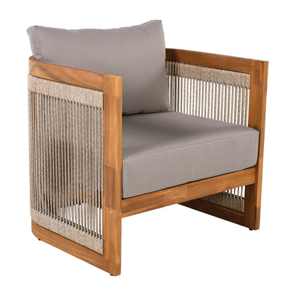 Zumawanel Premium Acacia Wood Outdoor Club Chair with  Water-Resistant Cushions