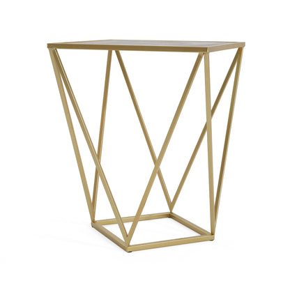 Calliopa Creative Simple Glass Side Table,Gold+White Color
