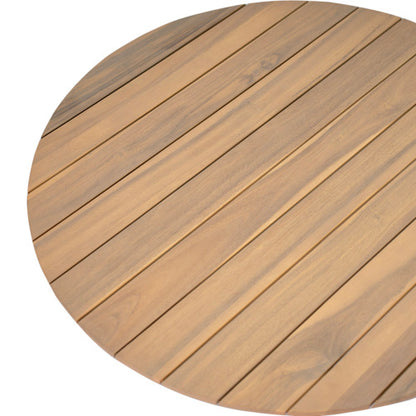 Veronia Outdoor Patio Round Acacia Wood Coffee Table, Natural Finish Wood