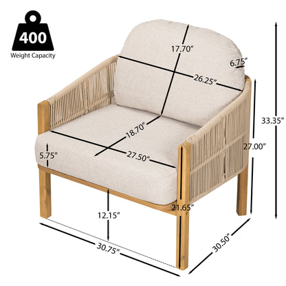 Ylaenor Outdoor Wood Club Chair, with Cushion