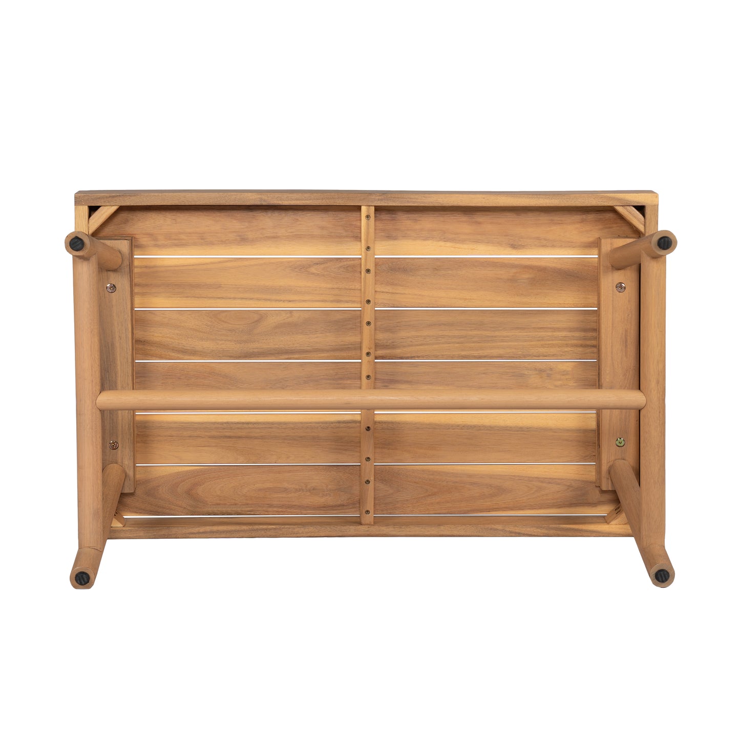 Amonier Outdoor Acacia Wood Chat Set,Loveseat & Coffee Table & 2 Club Chairs