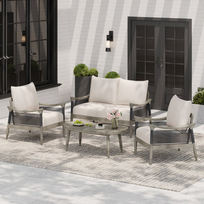 Brsinal Outdoor Patio Conversation Sets,with Cushions and Coffee Table