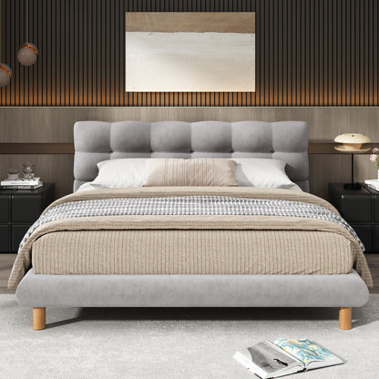 Caldwin Modern Upholstered Chenille Platform Bed with Headboard