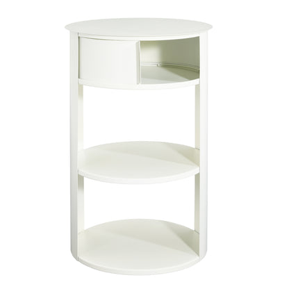 Somatilae Indoor 3-Tier Metal Round Side Table with Sliding Door Cabinet