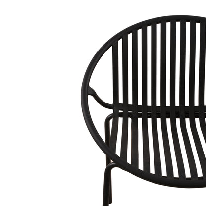 Hespera Patio Dining Chairs with Metal Legs & Breathable Plastic Backrest