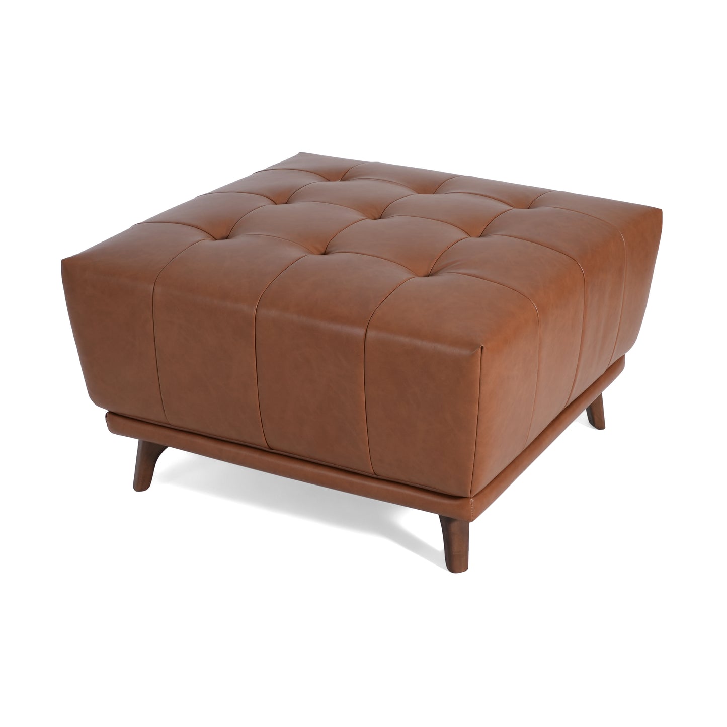 Sonicpeak Mid-Century Modern PU Upholstered Ottoman