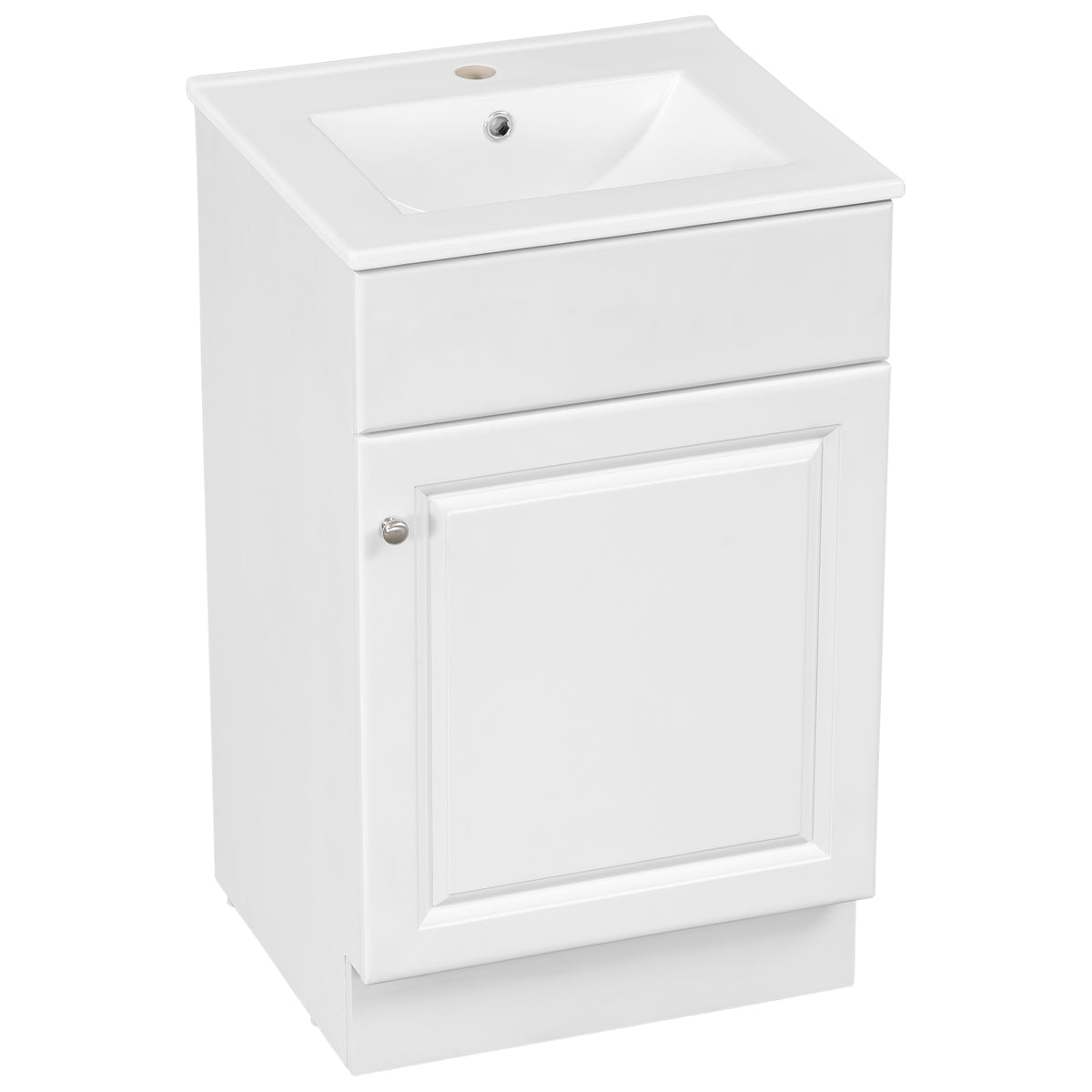 Effervescent Vanes Wood Frame 20" Bathroom Vanity with Ceramic Sink, Cabinet with Soft-Closing Door Shelf and Adjustable Shelf, Open Back, Metal Hardware, Storage/Organizer, White