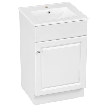 Effervescent Vanes Wood Frame 20" Bathroom Vanity with Ceramic Sink, Cabinet with Soft-Closing Door Shelf and Adjustable Shelf, Open Back, Metal Hardware, Storage/Organizer, White