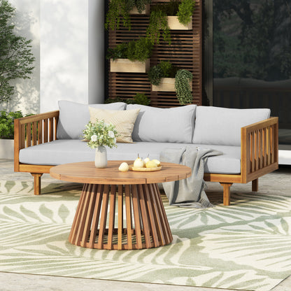 Xenath Outdoor Patio Furnitre Sets 3 Pieces,3 Seater Daybed + Acacia Wood Table