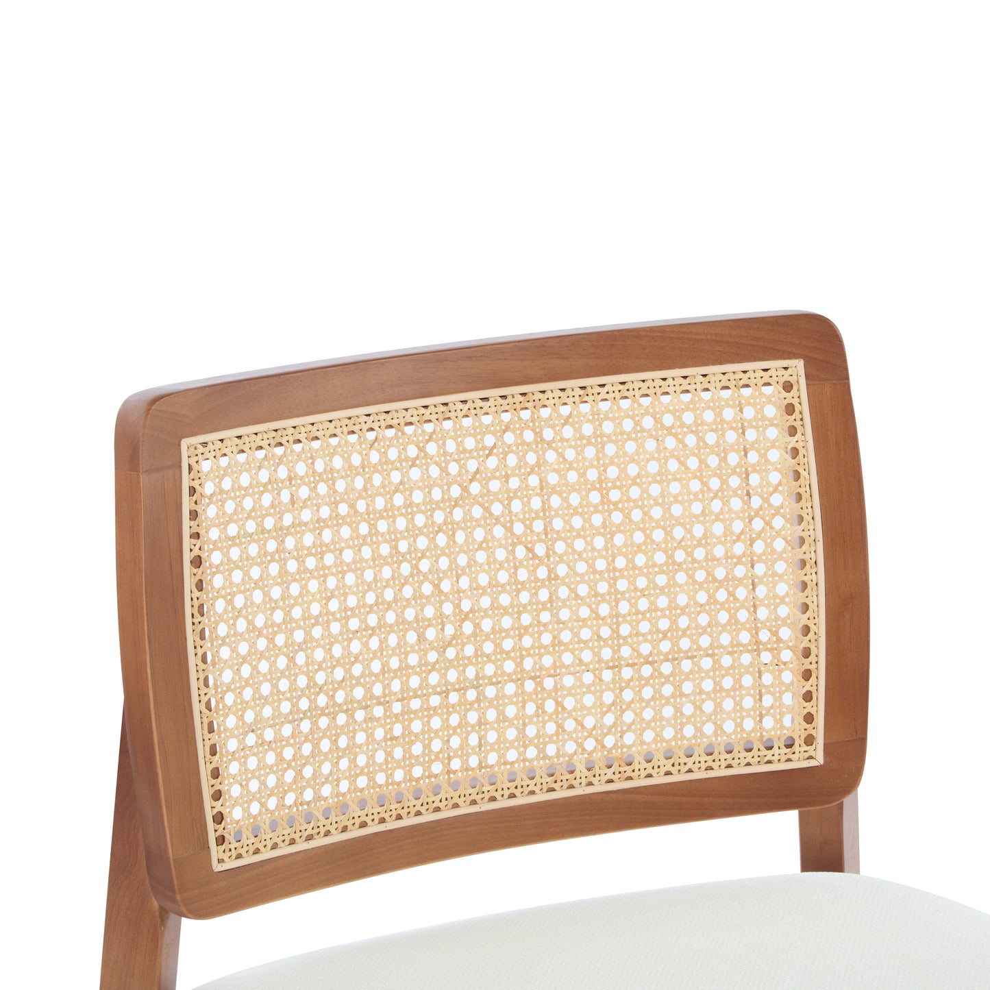 Aphex Modern Beige Lounge Chair with Woven Backrest, Sturdy Wooden Frame,Set of 2