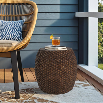 Tyrelor Faux Rattan Side Table for Both Indoor and Outdoor Use, Handmade MgO