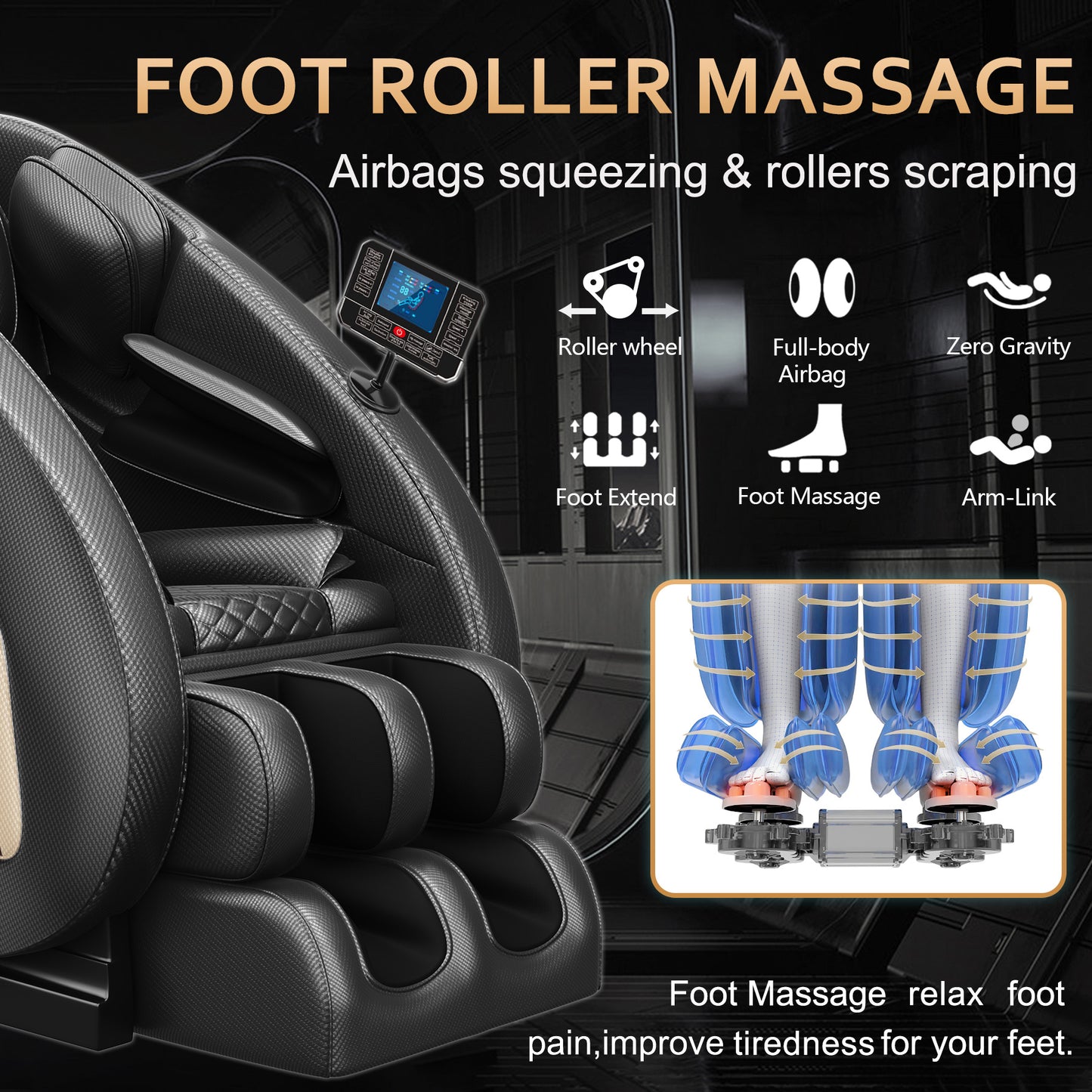 Erelith Massage Chair Blue-Tooth Connection and Speaker, Easy to Use at Home and in The Office and Recliner with Zero Gravity with Full Body Air Pressure