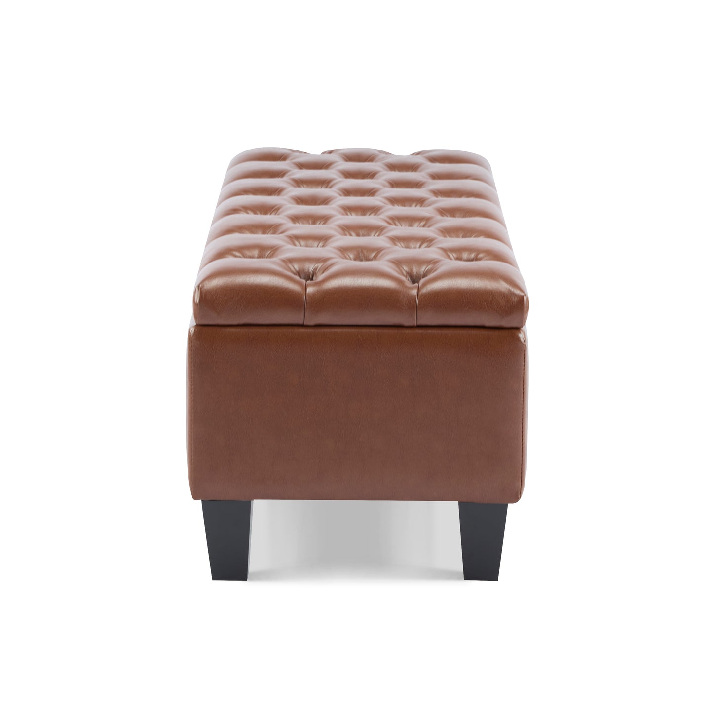 Molle Contemporary Button-Tufted Leather Storage Ottoman Bench