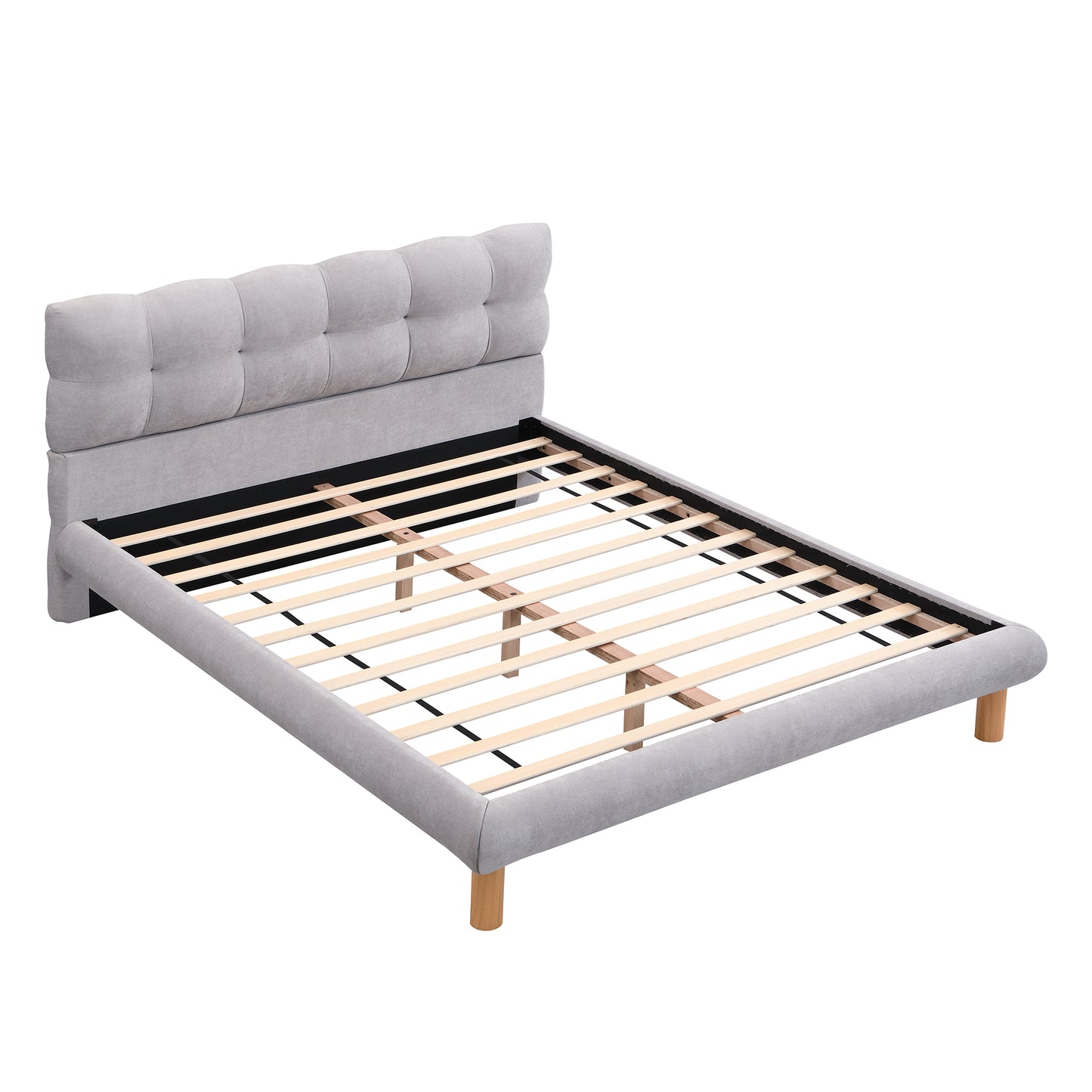 Caldwin Modern Upholstered Chenille Platform Bed with Headboard