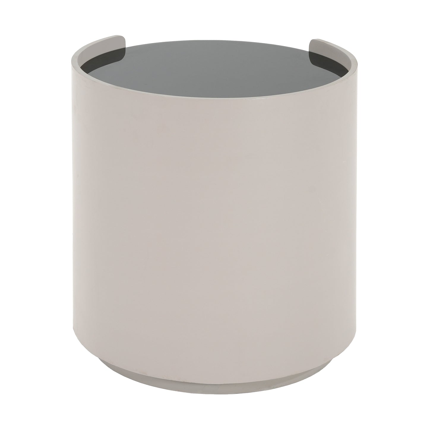 Oberan Italian Vintage Style MDF Double Storage Round Side Table, gray-brown