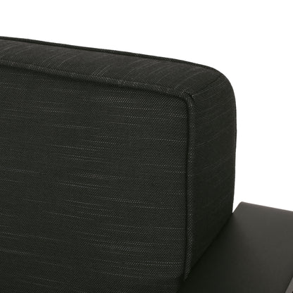 Gadd Outdoor Aluminum Loveseat with Cushions, Black, Dark Gray
