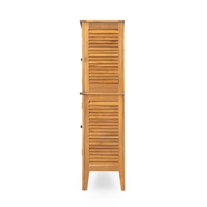Eirion Outdoor Patio Storage Cabinet, Acacia Wood