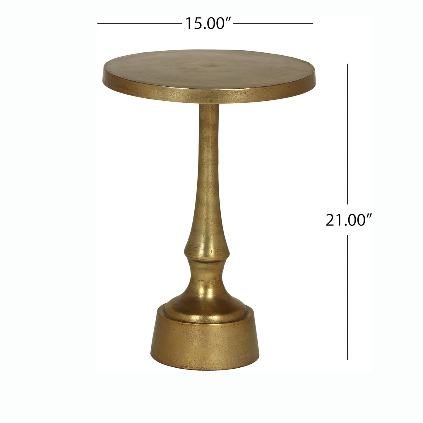 ‌Elowene Modern Aluminum Accent Table, Raw Brass