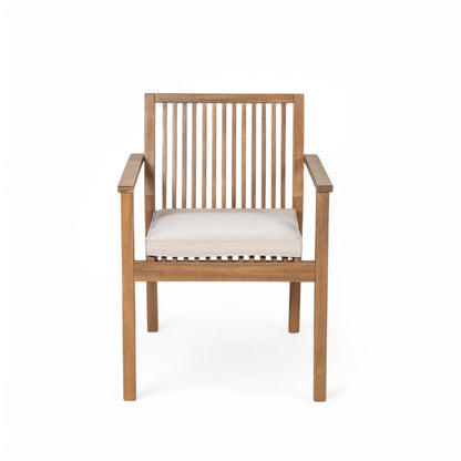 Somadorin Durable 7 - Piece Patio Furniture Set Acacia Wood Table and 6 Heavy-Duty Cushioned Chairs