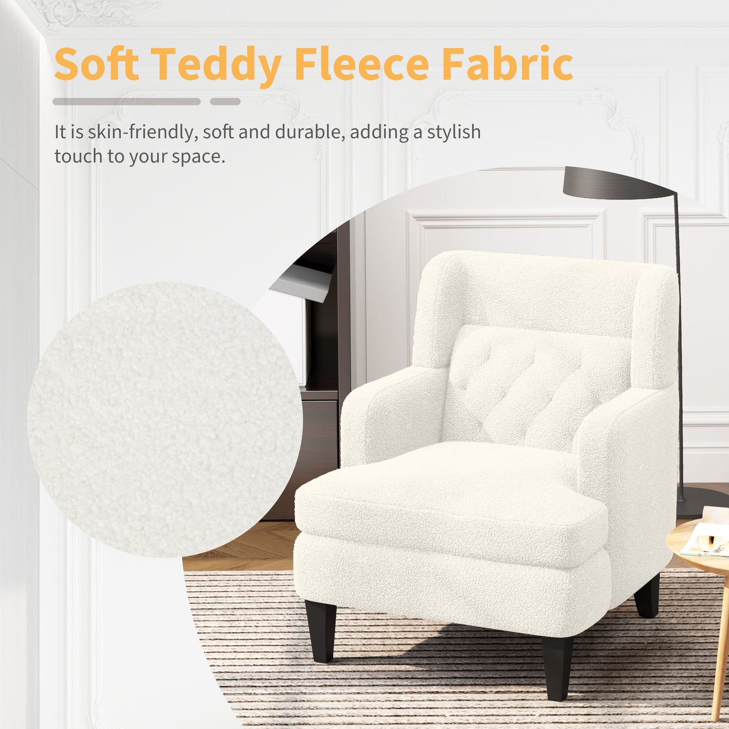 Dorelle Upholstered Accent Chair Tufted Armchair for Living Room and Bedroom