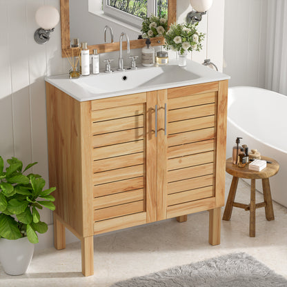 Decolette Mid-Century Modern Bathroom Vanity Cabinet with One Sink