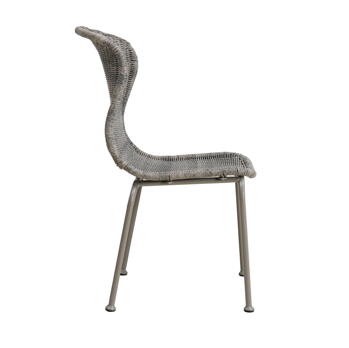 Boho Outdoor Wicker Dining Chair Curved Scroll Back,Set of 2