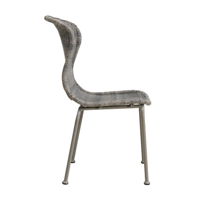 Boho Outdoor Wicker Dining Chair Curved Scroll Back,Set of 2