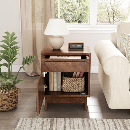 Pergolae Walnut Finish Nightstand with 1 drawer