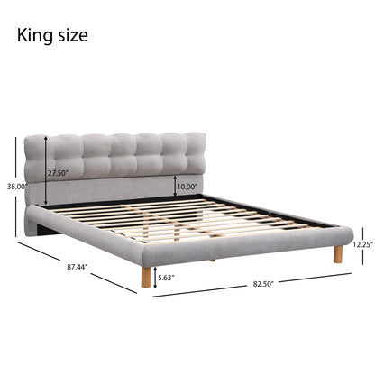 Caldwin Modern Upholstered Chenille Platform Bed with Headboard